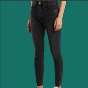 Re/Done Originals High Rise Ankle Zip Jeans Worn Black Denim Casual Women’s 25